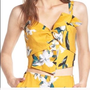 Leith Yellow floral crop top SMALL